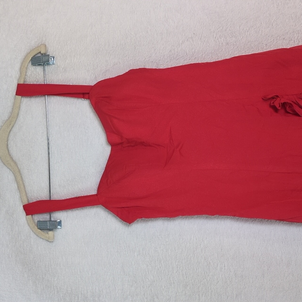 Vibrant Red High Low Ruffle Sleeveless‎ Lace Up Sexy Romantic Dress Size 4 - Picture 2 of 6